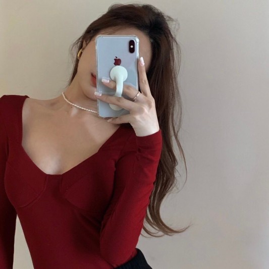 辣妹心机紧身长袖上衣